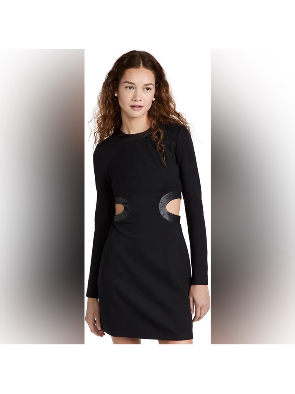 STAUD Long-Sleeve Black Cutout Mini Dress - Picture 1 of 4